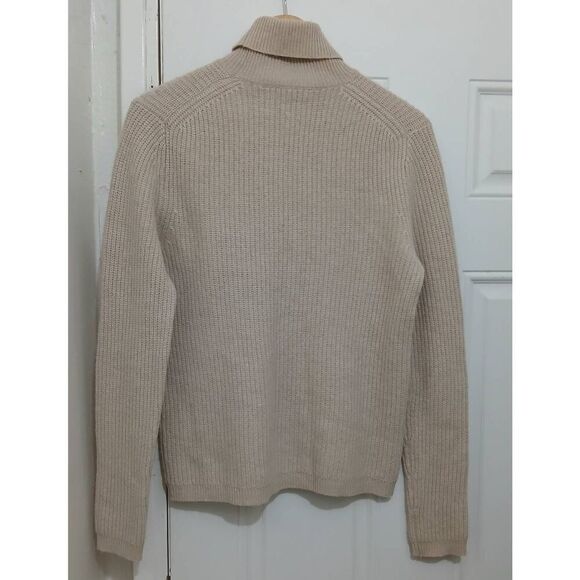 Saks fifth Avenue womens medium wool cashmere sweater turtleneck beige sand - Picture 4 of 8